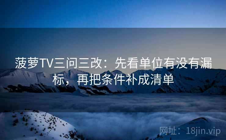 菠萝TV三问三改:先看单位有没有漏标,再把条件补成清单