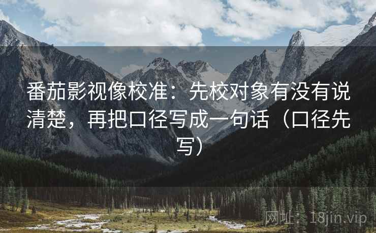 番茄影视像校准:先校对象有没有说清楚,再把口径写成一句话(口径先写)