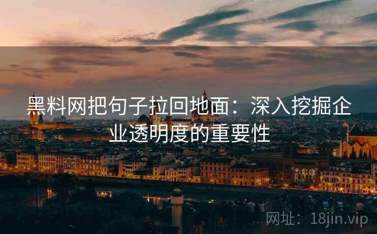 黑料网把句子拉回地面：深入挖掘企业透明度的重要性  第2张